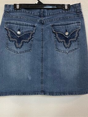 1826 Jeans Women’s Blue Denim Solid Mini Skirt Stretch w/ Pockets Plus 1X